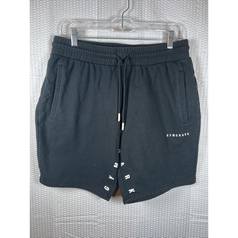 Gymshark Shorts Men’s Size L Black Drawstring Cotton Stretch Active Sweat Shorts